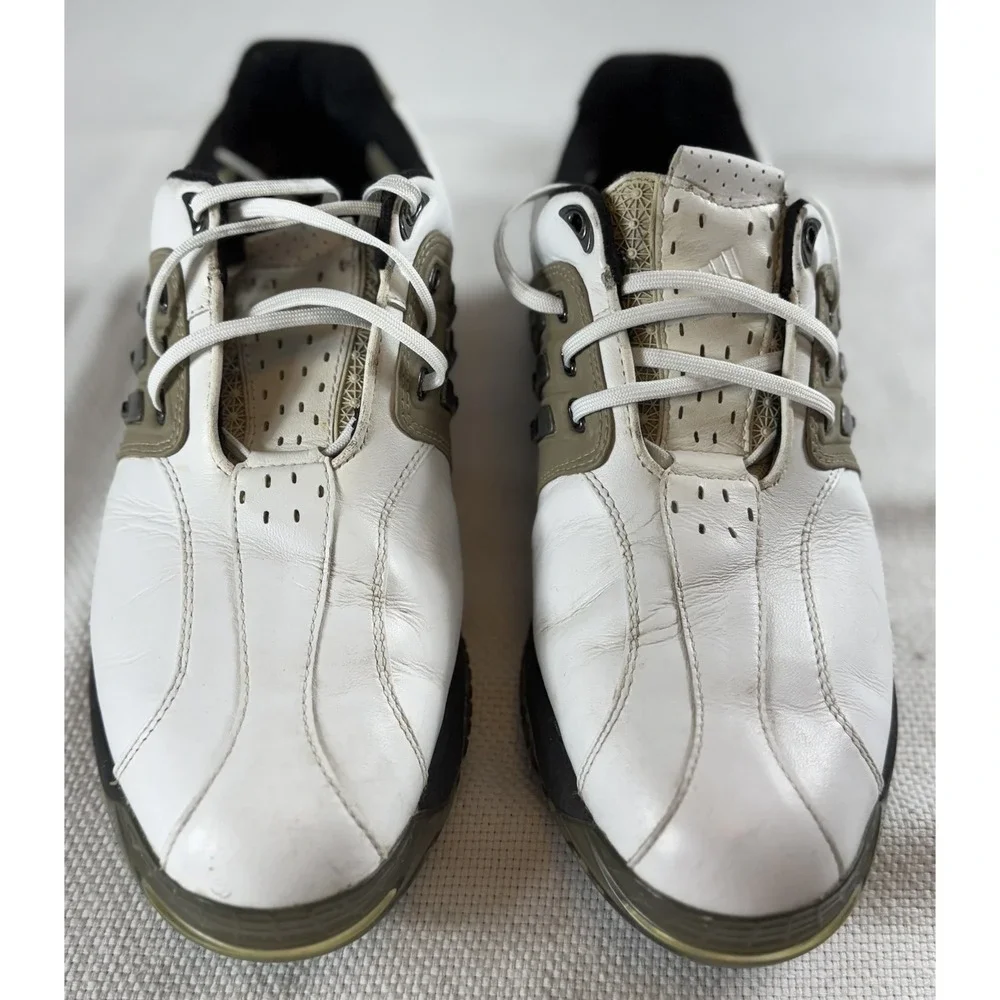 Adidas Tour 360 Golf Shoes‎ Mens 9 3D Fit Foam White Leather Spiked Performance